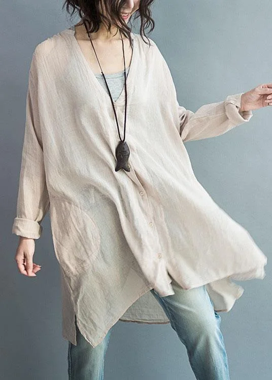 Cozy Vibes Relaxed Soft Fashion Natural v neck cotton Tunic pattern nude tops summer