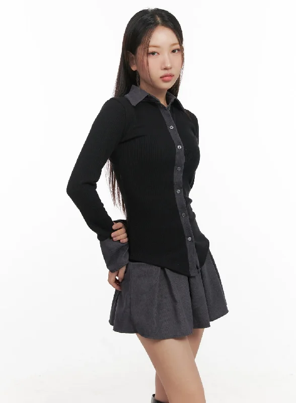 Cozy Sweaters Soft Chic Apparel Elegant Slim Fit Button-Up Shirt CD413