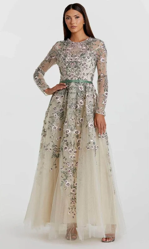 Smart Comfort Relaxed Chic Pieces Mac Duggal 20580 - Floral Illusion Long Sleeve Evening Dress