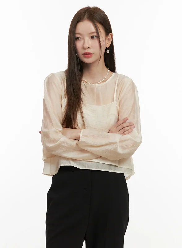 Urban Comfort Cozy Chic Looks Round Neck Layered Blouse OD417