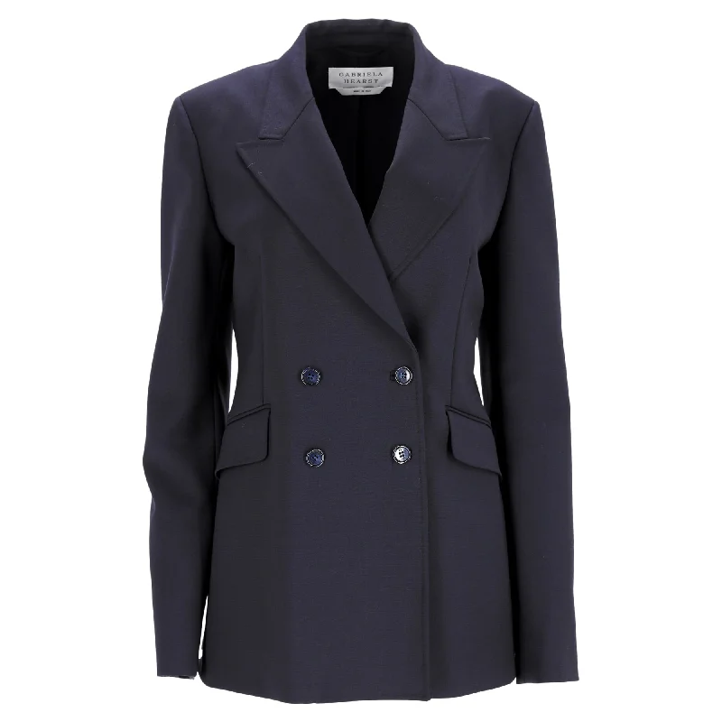 Breathable Style Fashionable Cozy Wear Gabriela Hearst Angela Blazer in Navy Blue Wool