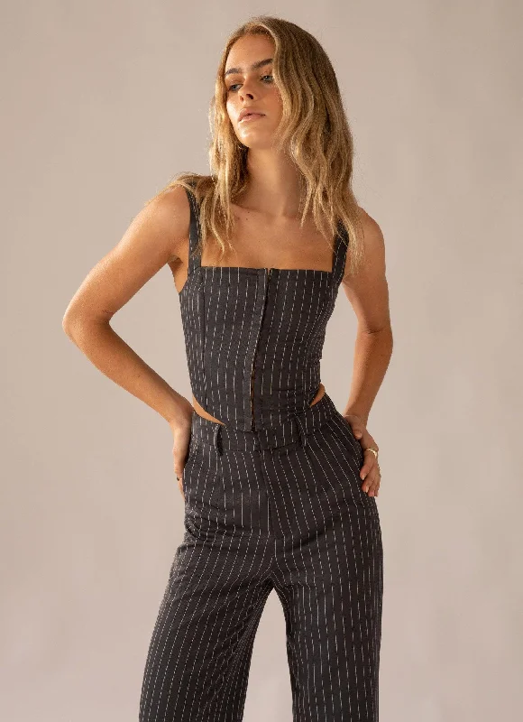 Easygoing Style Practical Soft Layers Mia Suit Bustier - Charcoal