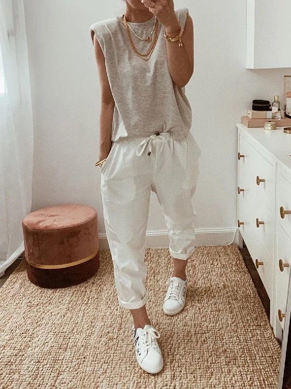 Cozy Chic Wear Relaxed Layered Looks Solid Color Sleeveless Casual Suit