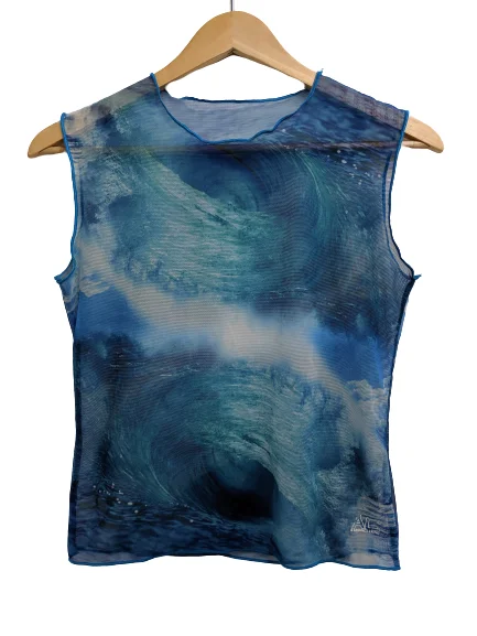Cozy Chic Soft Day-to-day Looks [S] 90s Mesh Wave Print Tank Top