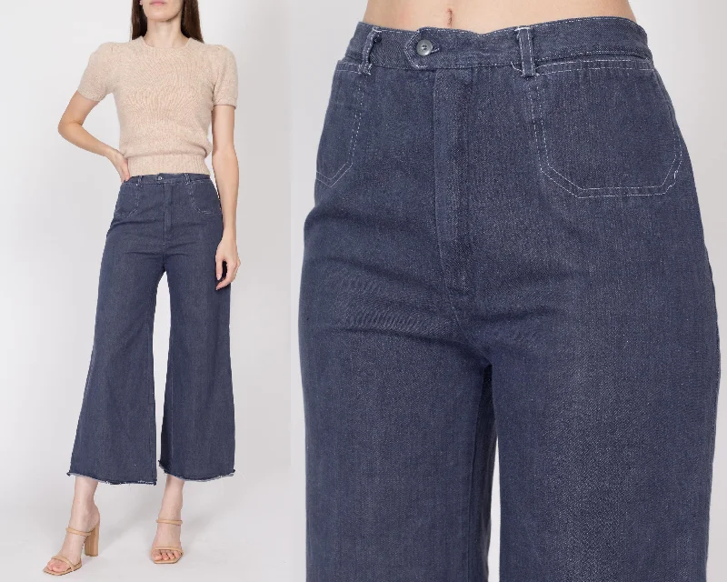 Stylish Ease Effortless Cozy Layers Small 70s Dark Wash Cut Off Sailor Jeans 27"