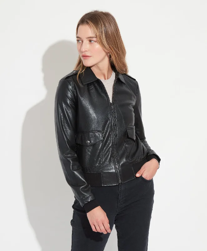 Soft Touch Comfortable Fashion Layers Vegan Leather Bomber