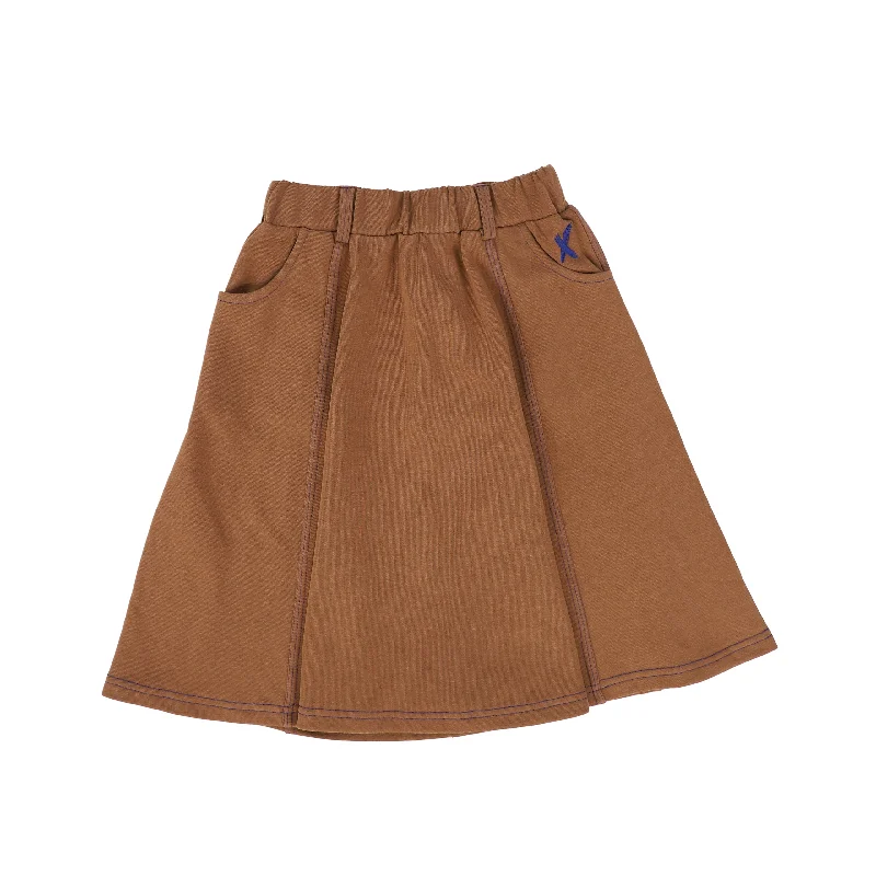 Everyday Comfort Trendy Soft Pieces HEY KID BROWN STITCHED SKIRT [Final Sale]