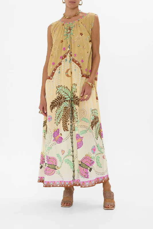 Smart Comfort Comfortable Layered Looks PANELLED TANK DRESS WITH CURVED HEM ASWAN ABSTRACT