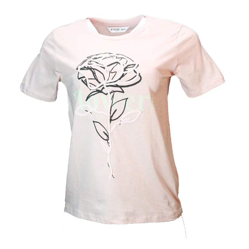 Stylish Jackets Cozy Everyday Styles Pink Floral Roping Embellished T Shirt