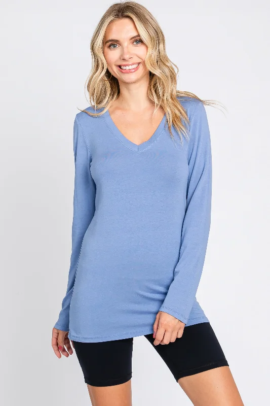 Trendy Casuals Practical Warm Clothing Blue Fitted Long Sleeve Top