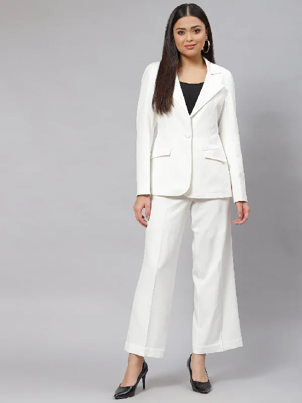 Versatile Comfort Practical Style Choices Stretch Pant Suit - White