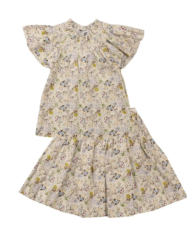 Cozy Dress Comfortable Layered Looks NSE518-White Floral