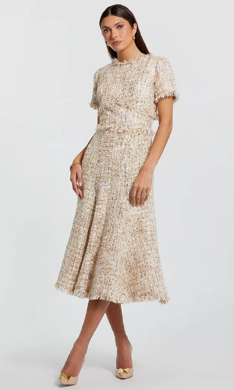 Cozy Chic Wear Cozy Everyday Styles Mac Duggal 21045 - Boucle sheath dress with high neckline
