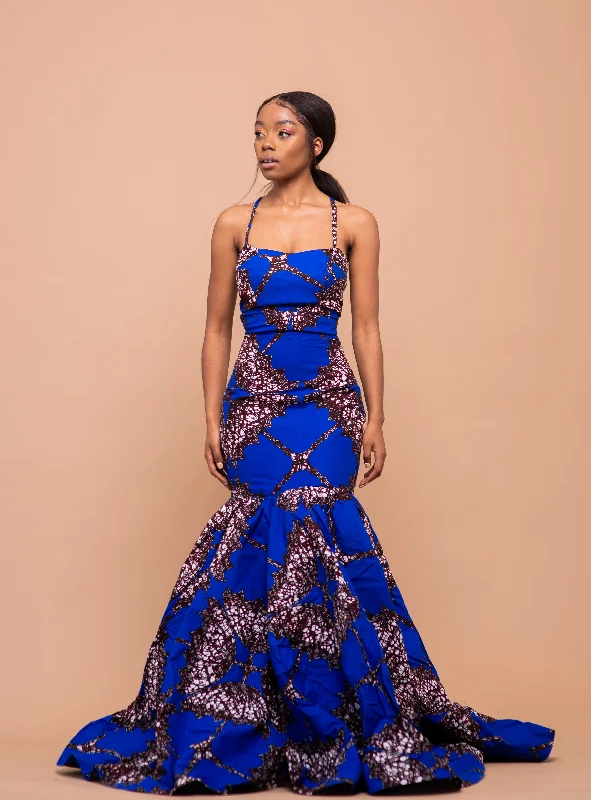 Chic Lounge Cozy Pieces Wear Ruby Ankara Maxi Dress | Blue Maxi Dress