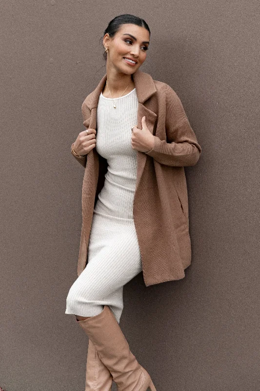 Comfortable Dresses Comfy Layering Trends Lenore Coatigan - Brown