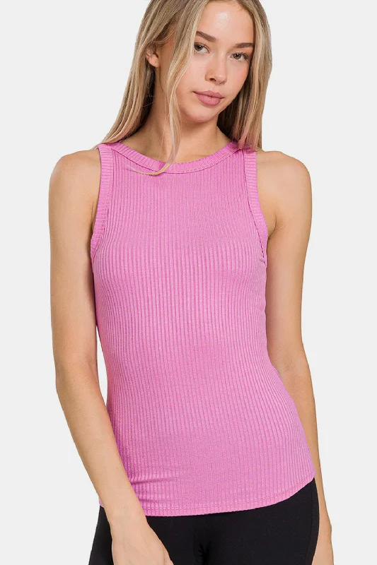 Cozy Apparel Simple Chic Pieces Zenana Ribbed Crew Neck Tank