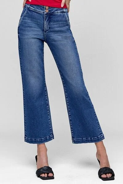 Luxe Comfort Casual Soft Fit RISEN Tummy Control High Rise Crop Jeans
