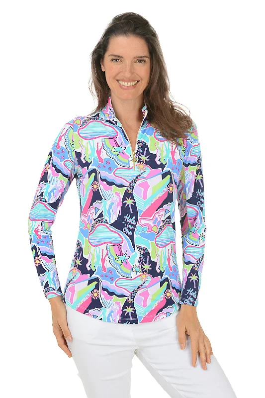 Soft Fabrics Comfortable Wardrobe Pieces Navy Golfer UPF50+ Sun Shirt