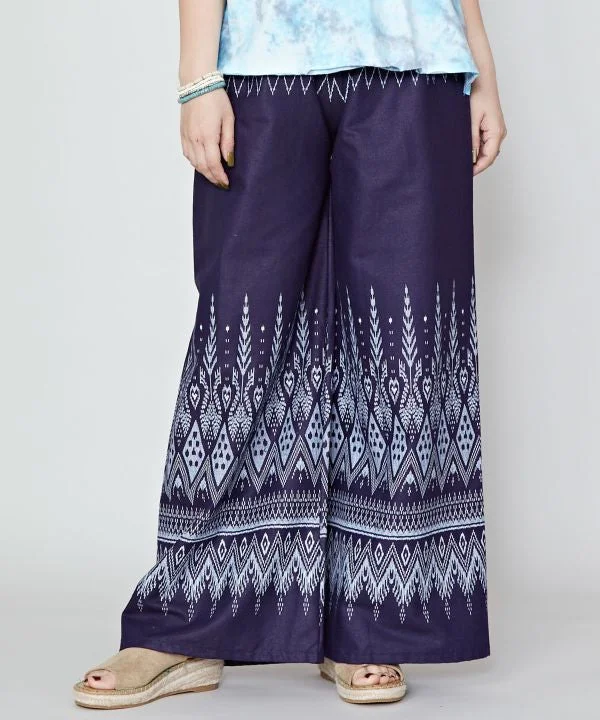 Relaxed Wear Casual Soft Fit Woven Pattern Print Wide Pants