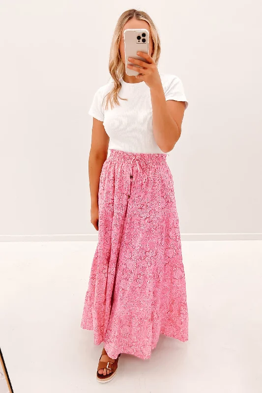 Versatile Wear Simple Chic Options Aurela Maxi Skirt Pink