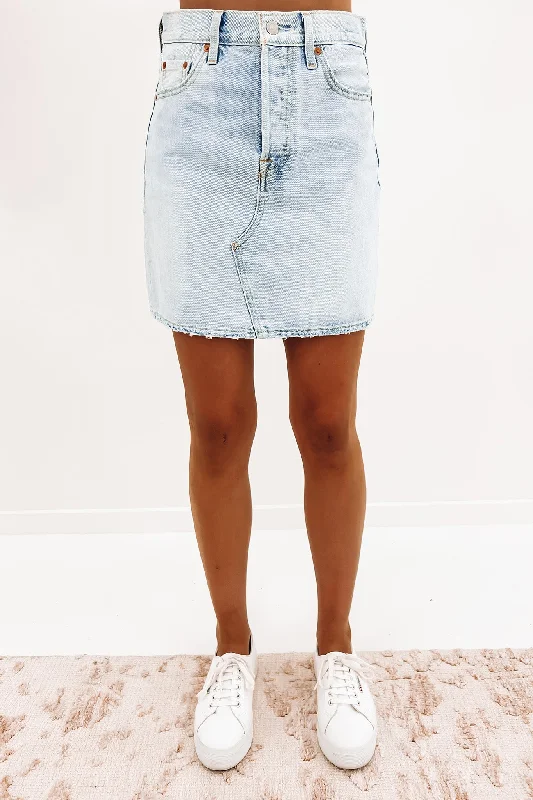 Cozy Vibes Stylish Relaxed Clothing High Rise Deconstructed Denim Skirt Check Ya Later
