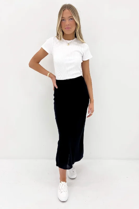 Comfortable Looks Trendy Comfy Outfits Luxe Linen Maxi Skirt Black