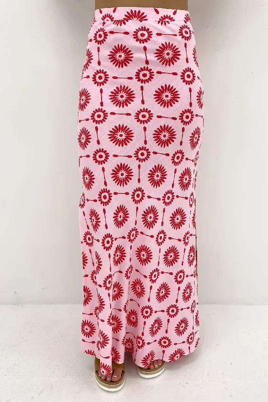 Effortless Elegance Cozy Street Fashion Naomie Maxi Skirt Strawberry Delight