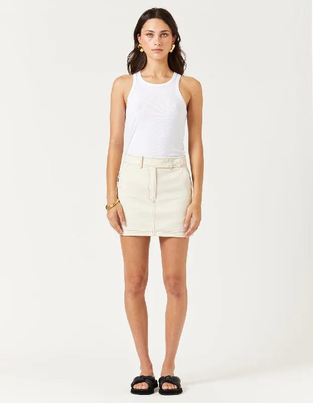 Easy Chic Relaxed Comfort Pieces Blake Mini Skirt - Natural/Tobacco