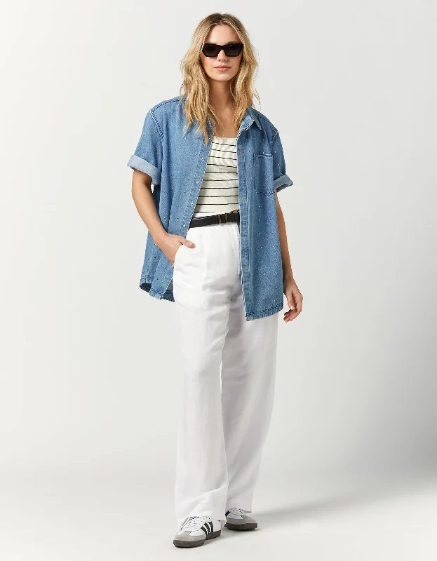 Everyday Style Trendy Soft Looks Linen Leigh Pant - White