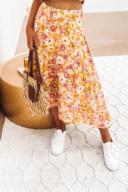 Cozy Knits Fashion Chic Comfort Tinsley Midi Skirt Floral
