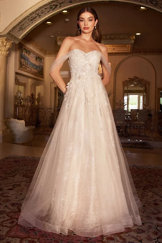 Cozy Outfit Trendy Casual Comfort CINDERELLA DIVINE A0822 Off-Shoulder A-Line Bridal Gown
