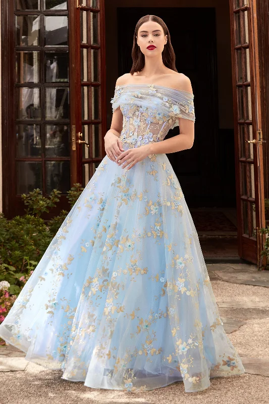 Chic Outfits Stylish Relaxed Clothing CINDERELLA DIVINE CD963 A-Line Strapless 3D Floral Ball Gown