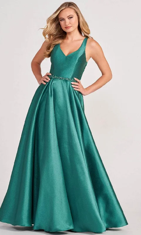 Basic Comfort Cozy Stylish Wear Colette By Daphne CL2034 - Laced V-Neck Evening Dress
