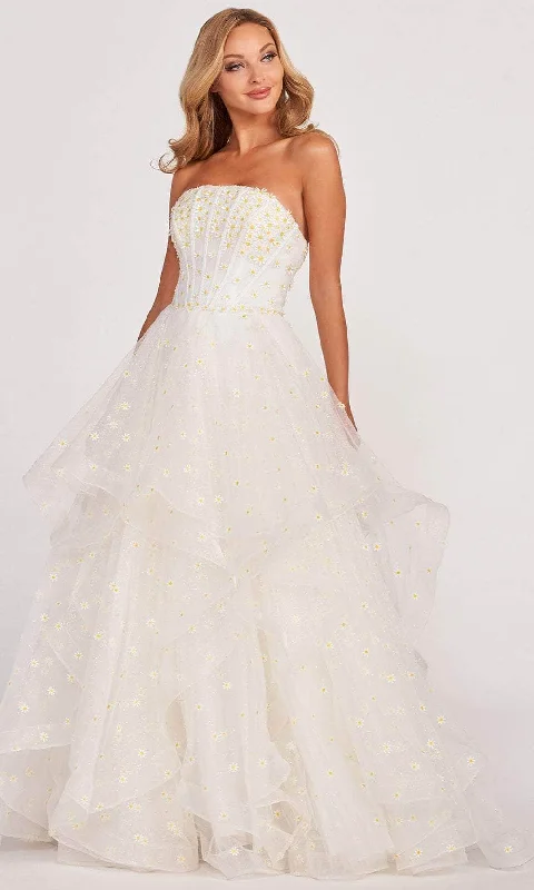 Weekend Style Comfortable Warm Layers Colette By Daphne CL2055 - Strapless Ruffles Evening Dress