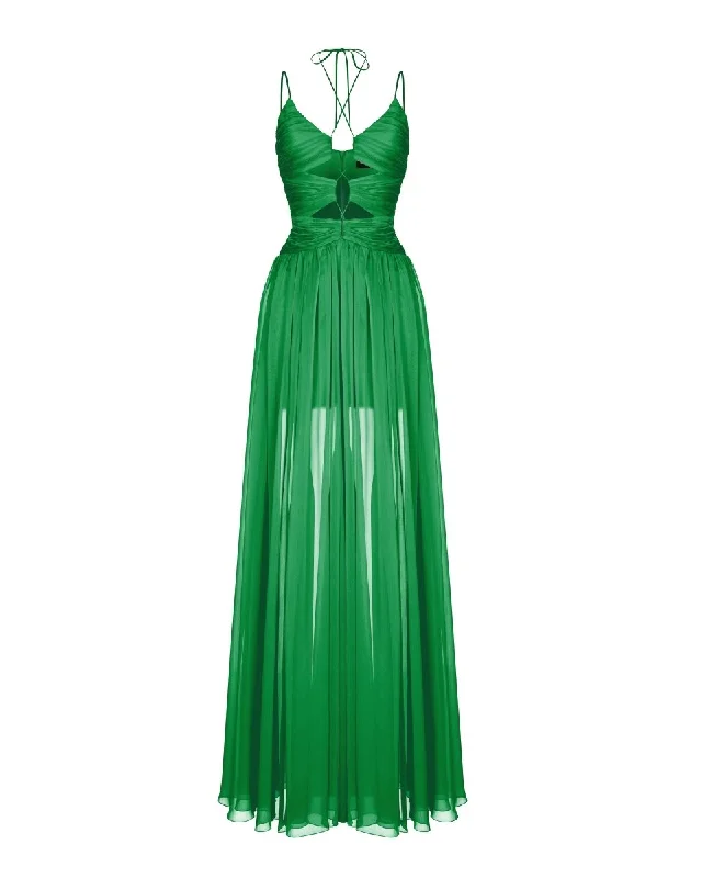 Sporty Elegance Warm Comfortable Fits Draped chiffon maxi dress