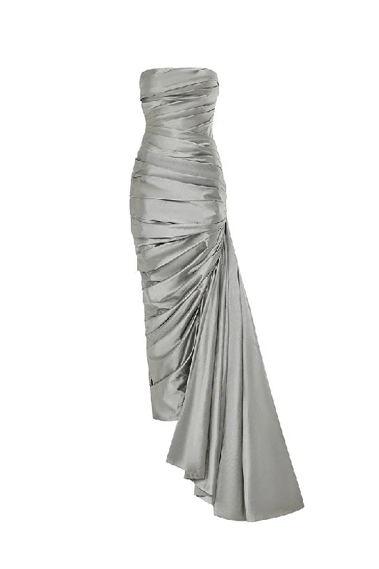 Comfy Chic Comfortable Chic Wearables Draped corset silk gown with a side train