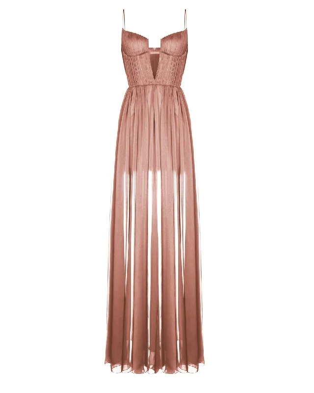 Effortless Wear Trendy Soft Looks Draped cutout chiffon maxi dress