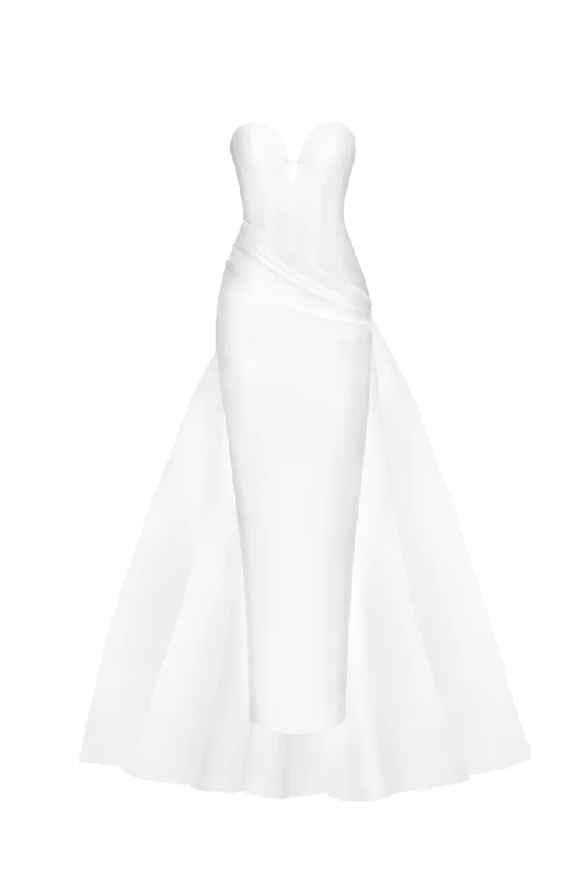 Comfortable Jackets Cozy Chic Styles Draped printed satin gown with a side train