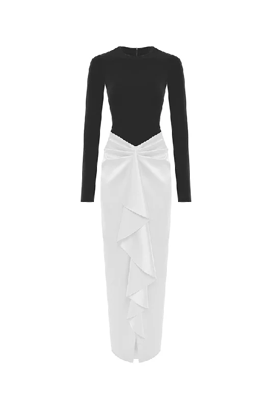 Soft Comfort Fashion Chic Comfort Draped satin and biflex maxi dress