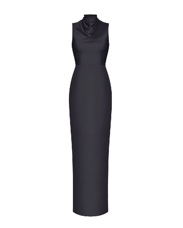 Casual Comfort Trendy Chic Comfort Draped satin and lace maxi-dress