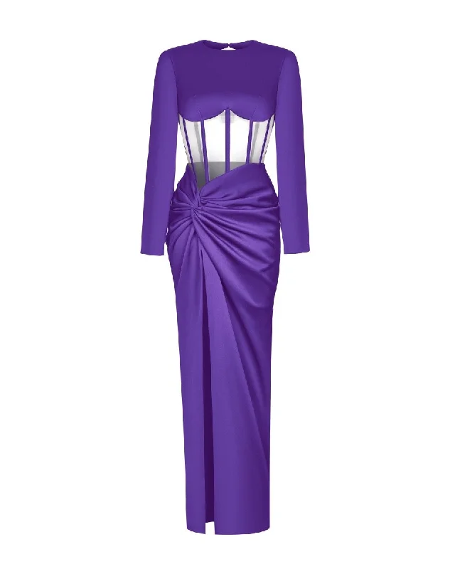 Breezy Comfort Chic and Comfortable Pieces Draped satin corset dress with long sleeves Breezy Comfort Chic and Comfortable Pieces Draped satin corset dress with long sleeves