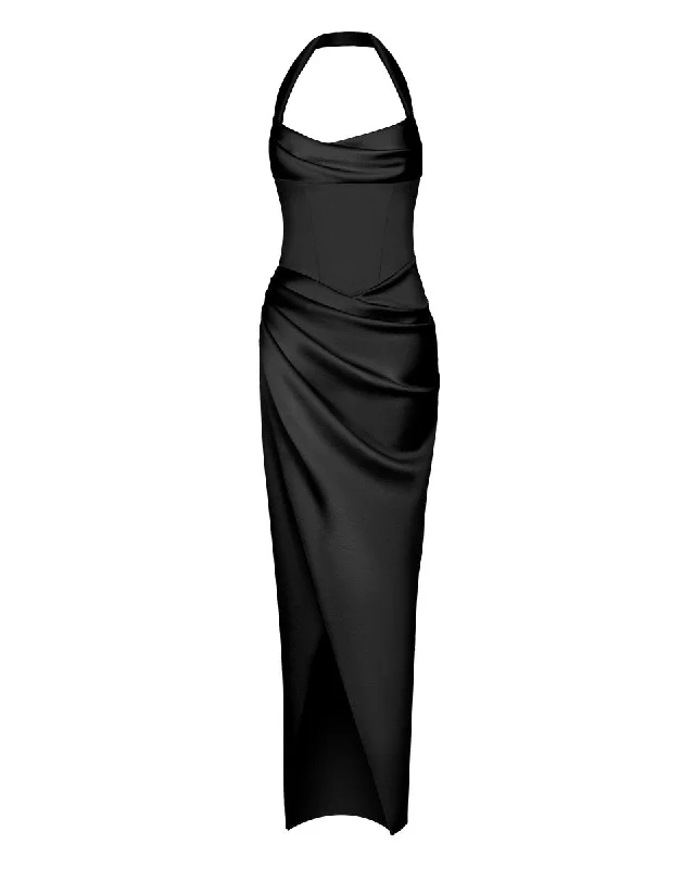 Everyday Outfits Comfy Layering Trends Draped satin gown with straps