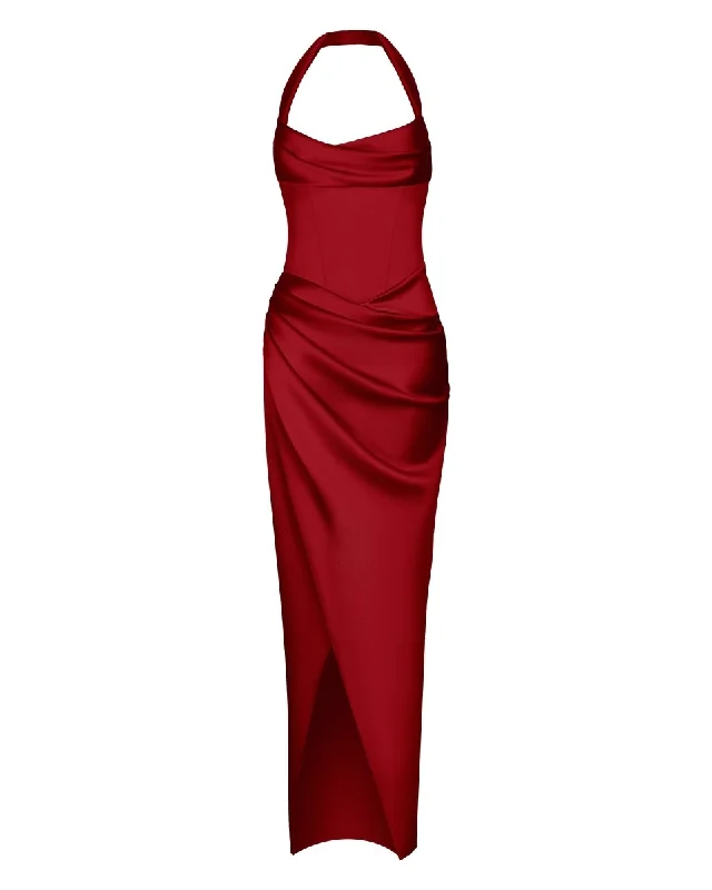 Easy-to-Wear Chic and Comfortable Pieces Draped satin gown with straps