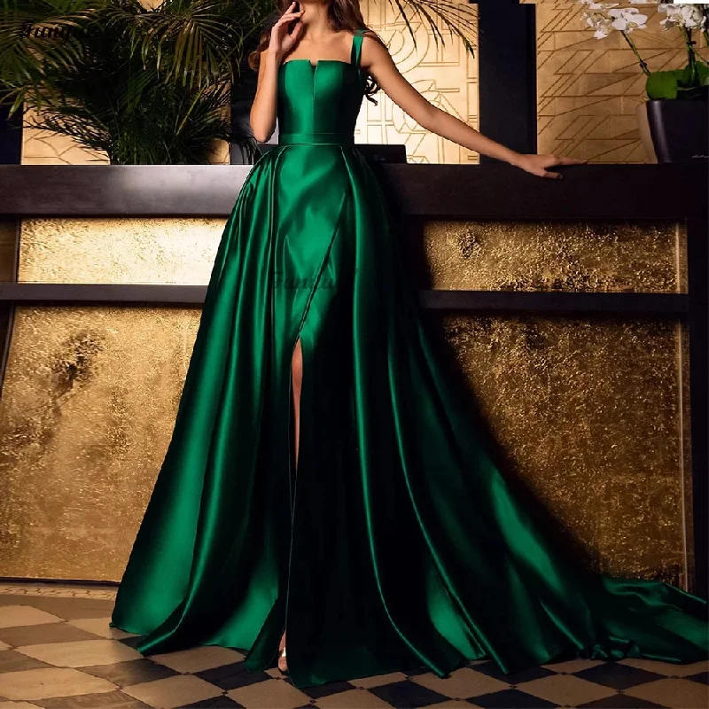 Simple Comfort Soft Casual Wearable Emerald Green Women Formal Evening Dress