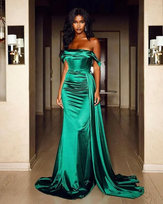 Trendy Casuals Comfortable Fashion Wearables Hot Selling Mermaid Off the Shoulder Green Evening Dress 215251650