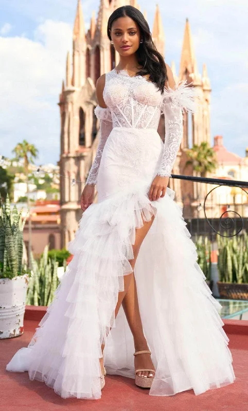 Cozy Shirts Relaxed Street Fashion Sherri Hill 55384 - One Sleeve Mermaid Wedding Gown