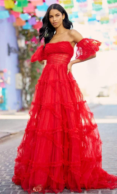 Comfortable Jeans Trendy Warm Pieces Sherri Hill 55840 - Ruffle Embellished Prom Gown