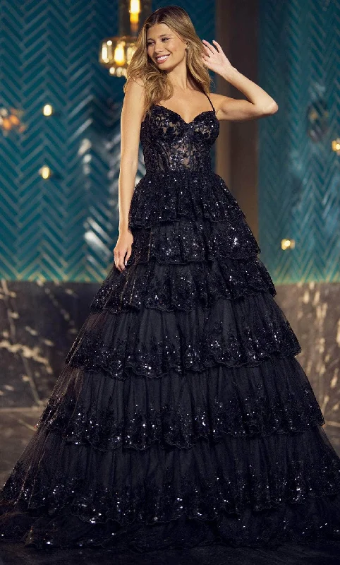 Chic Comfort Effortless Street Chic Sherri Hill 55925 - Spaghetti Strap Tulle Prom Gown
