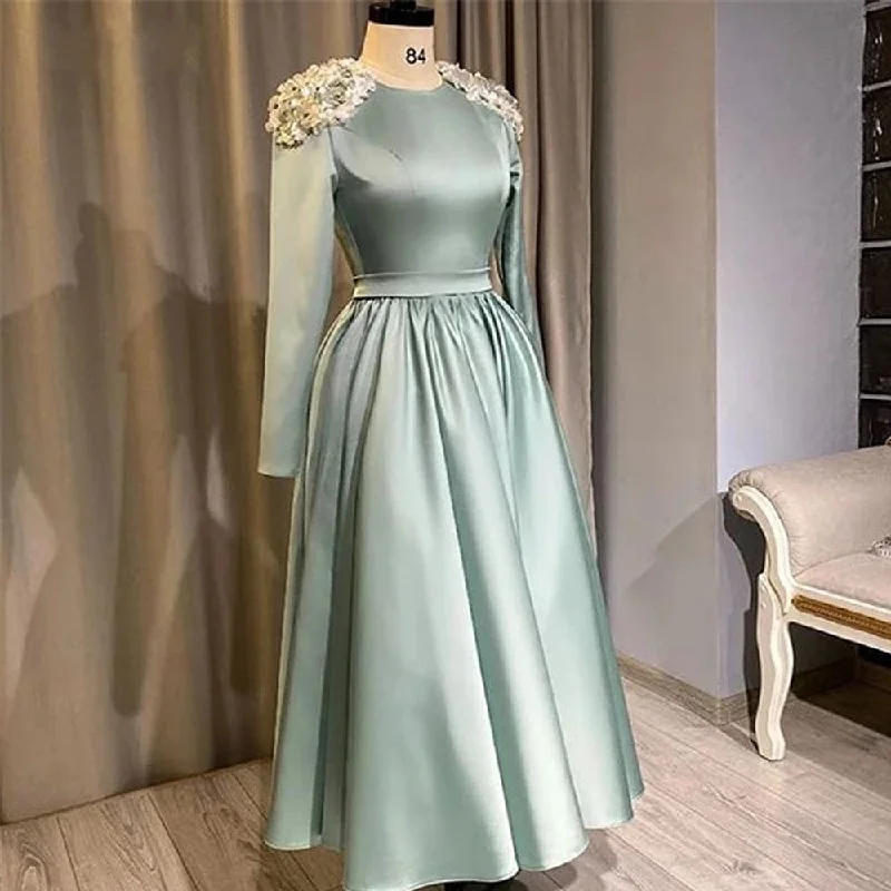 Comfortable Dresses Trendy Soft Comfort Vintage Ankle Length A Line Satin Evening Dresses