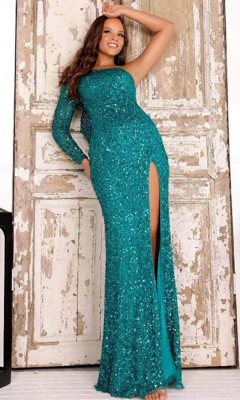 Comfortable Looks Cozy Smart Wear Aleta Couture 881 - Long Sleeve Sequin Embellished Prom Gown